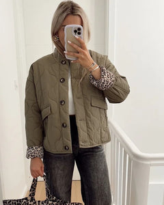 CHARLOTTE - LEOPARD-LINED BOMBER JACKET